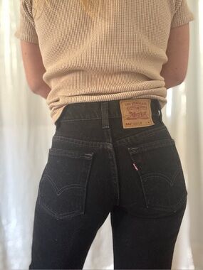 Vintage Levi’s 555 relaxed fit straight leg pristine dark black made in USA 90s